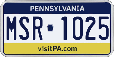 PA license plate MSR1025