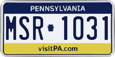 PA license plate MSR1031