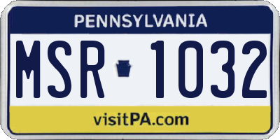 PA license plate MSR1032