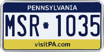 PA license plate MSR1035