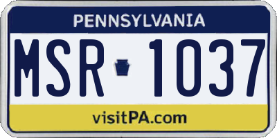 PA license plate MSR1037