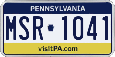 PA license plate MSR1041