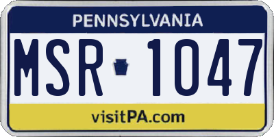 PA license plate MSR1047