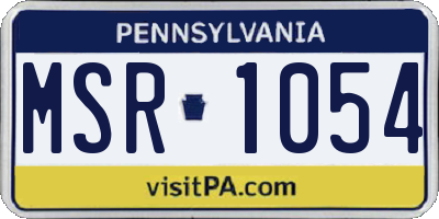 PA license plate MSR1054