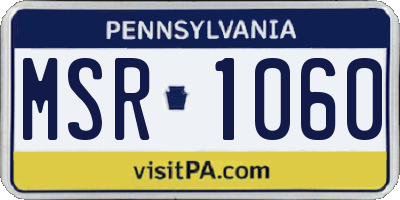 PA license plate MSR1060