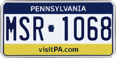 PA license plate MSR1068