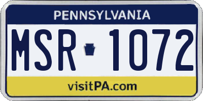 PA license plate MSR1072