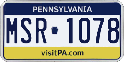 PA license plate MSR1078