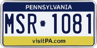 PA license plate MSR1081
