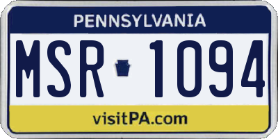 PA license plate MSR1094