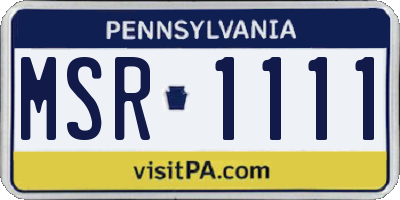 PA license plate MSR1111