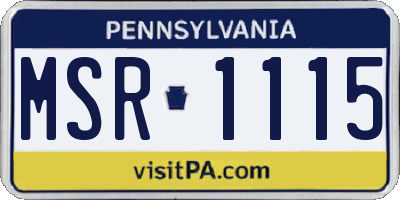 PA license plate MSR1115