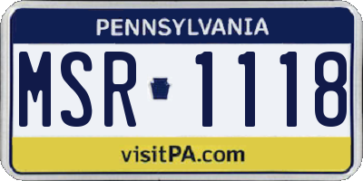 PA license plate MSR1118