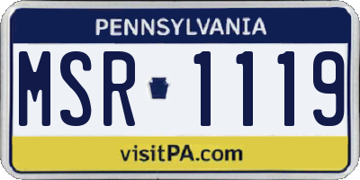 PA license plate MSR1119