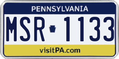 PA license plate MSR1133
