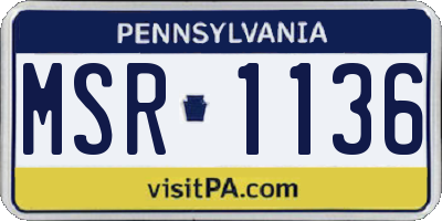 PA license plate MSR1136