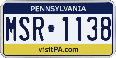 PA license plate MSR1138