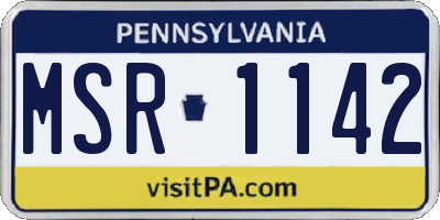 PA license plate MSR1142