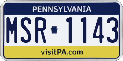 PA license plate MSR1143
