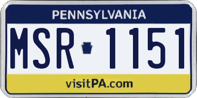 PA license plate MSR1151