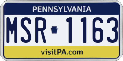 PA license plate MSR1163