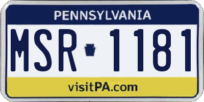 PA license plate MSR1181
