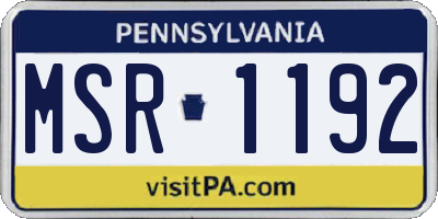 PA license plate MSR1192