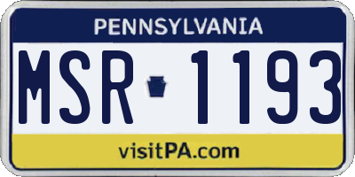 PA license plate MSR1193
