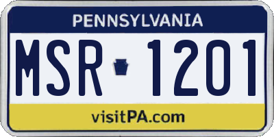 PA license plate MSR1201