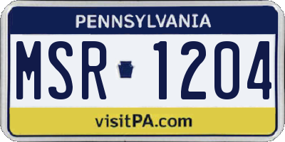 PA license plate MSR1204