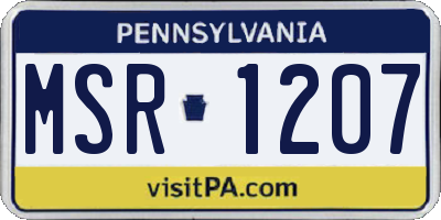 PA license plate MSR1207