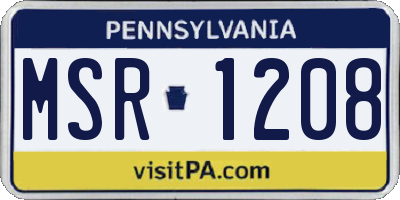 PA license plate MSR1208