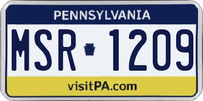 PA license plate MSR1209
