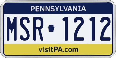 PA license plate MSR1212