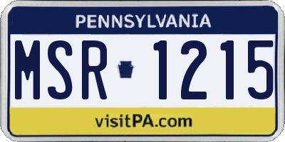 PA license plate MSR1215