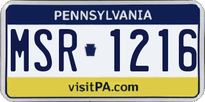PA license plate MSR1216