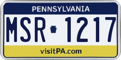 PA license plate MSR1217