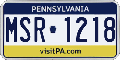 PA license plate MSR1218