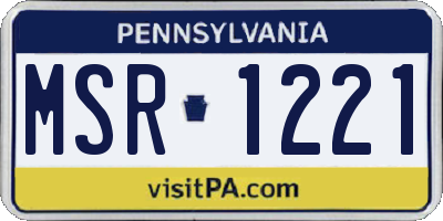 PA license plate MSR1221