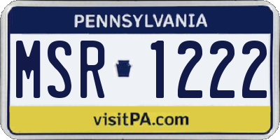 PA license plate MSR1222