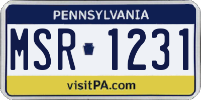 PA license plate MSR1231
