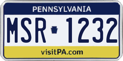 PA license plate MSR1232