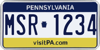 PA license plate MSR1234