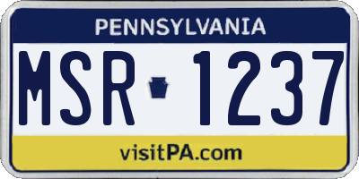PA license plate MSR1237