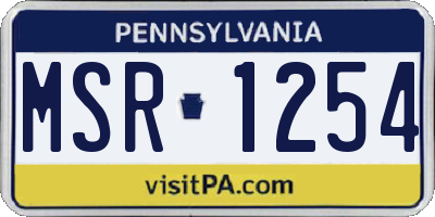 PA license plate MSR1254