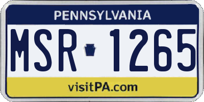 PA license plate MSR1265