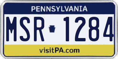 PA license plate MSR1284