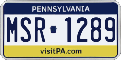PA license plate MSR1289