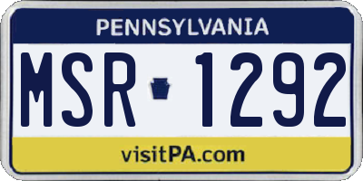 PA license plate MSR1292