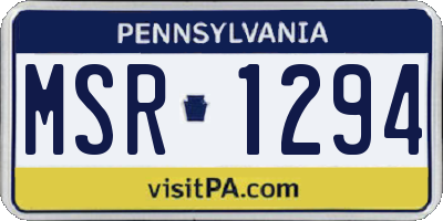 PA license plate MSR1294